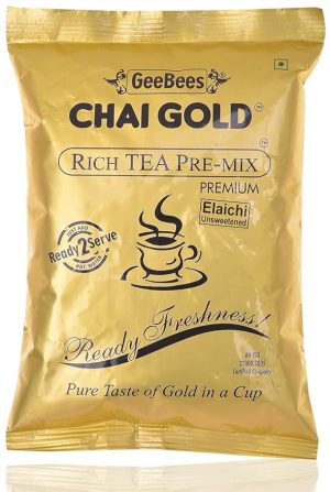 GeeBees Chai Gold Instant Premix Elaichi Tea Low Sugar, 500gms
