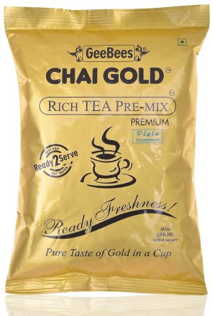 GeeBees Chai Gold Instant Premix Plain Tea Low Sugar, 500gms